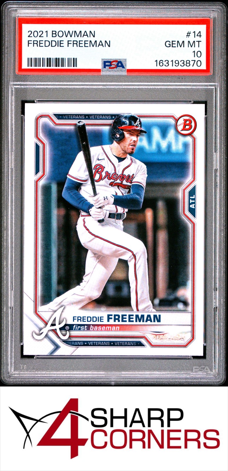 2021 BOWMAN #14 FREDDIE FREEMAN PSA 10 view 1