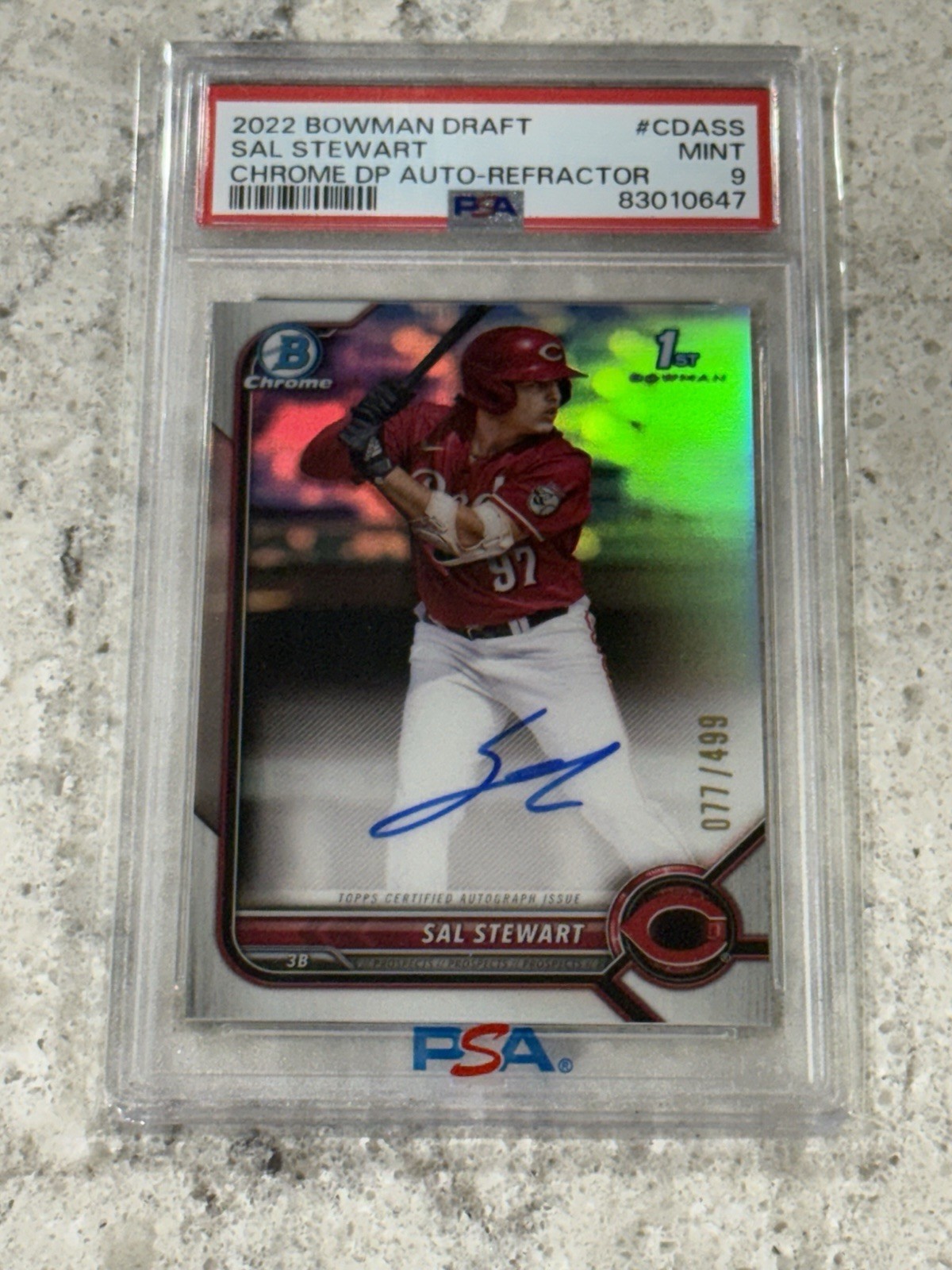 2022 Bowman Draft -Chrome Draft Autographs Sal Stewart 1st Refractor /499