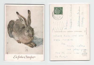 AK - Albrecht Dürer junger Hase Ostern Gruß Kunstkarte VERSCHICKT