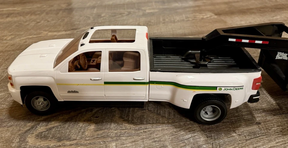 ERTL BIG FARM TOMY John Deere Chevy Dually Pickup Truck Flatbed Trailer Toy Set - Image 3 of 4