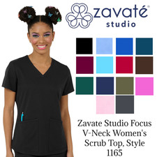 Zavate Studio Focus V-Neck Women's Scrub Top, Style 1165