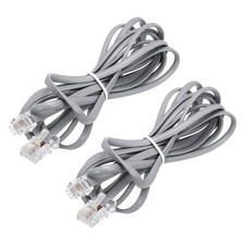 2Pcs Telephone Cord 6.6ft Phone Cable 8P4C to 6P4C Wire RJ45 to RJ11 Grey