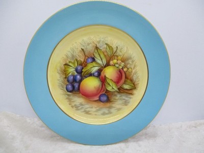 Vintage Aynsley Turquoise Orchard Fruit Luncheon Plate Signed D. Jones
