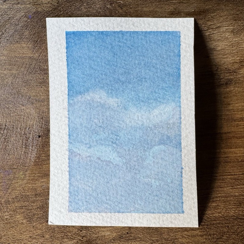 ACEO Small Blue Sky Cloud Watercolor Painting Art, #2 in Series
