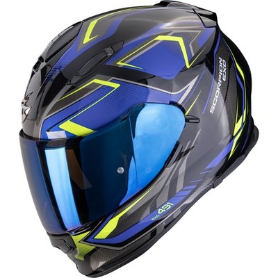 Scorpion Motorrad Helm M EXO-491 Zumo - Sonnenblende schwarz-blau-fluogelb