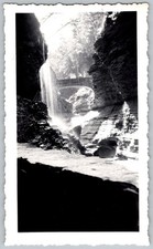 Vtg B&W Snapshot Bridge Waterfall Gorge Canyon Nature Landscape People 1941