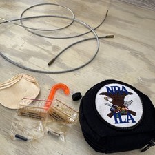 Otis Whole Kit  & Caboodle .22 LR Gun Cleaning Kit Black NRA Case Brush Belt Vtg