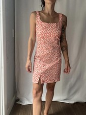 Mango Orange Floral Mini Dress with Back Cutout and Front Slit size xs