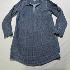 Toad&Co Womens Navy Houndstooth Corduroy Quarter Zip Tunic Dress Medium