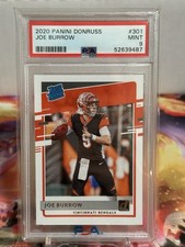 2020 Joe Burrow Donruss Rated Rookie Card #301 Bengals Football RC PSA 9. rookie card picture