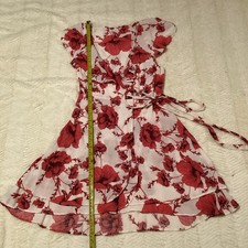 Free People French Quarter Pink Floral Printed Mini Ruffle True Wrap Dress XS
