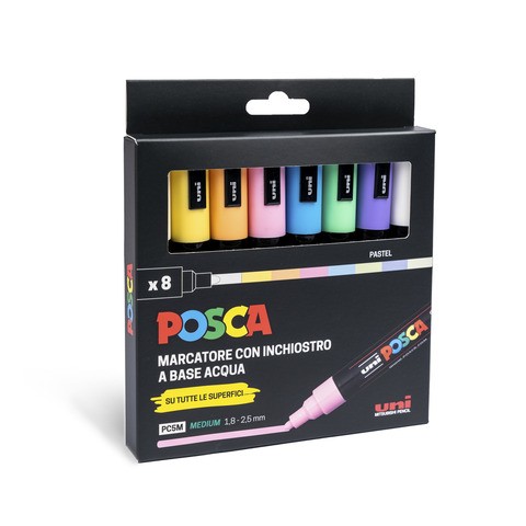Posca Set 10 Pennarelli A Tempera Acqua Punta A Scalpello 15 Mm - Colori Vari (Oro, Argento, Rosso...) - 2