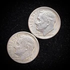 90% Silver - 1964 Roosevelt Dime - 2 Dimes - Circulated Condition - 08-23