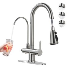 Kitchen Faucet with Water Filter Faucet, Brushed Nickel Stainless Steel Drink...
