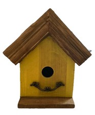 Decorative Wooden Yellow  Brown Bird House 12  Hx8.5  Lx7  w