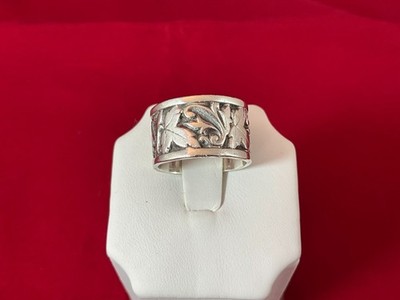 Ed Levin Sterling Silver Ivy Wide Band Ring 6.5 Vintage