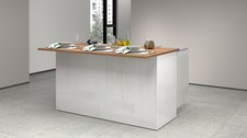 Isola Cucina SOLE 3 Ante – Bianco Lucido/Rovere, 155x90x90 cm, Made in Italy