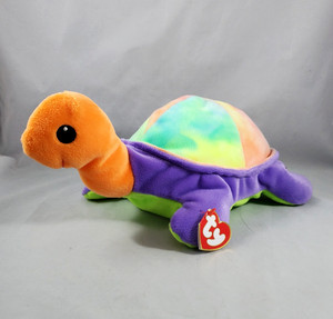 Ty Pillow Pals SNAP the Turtle Plush Tie-Dye Shell Embroidered Eyes Orange Head