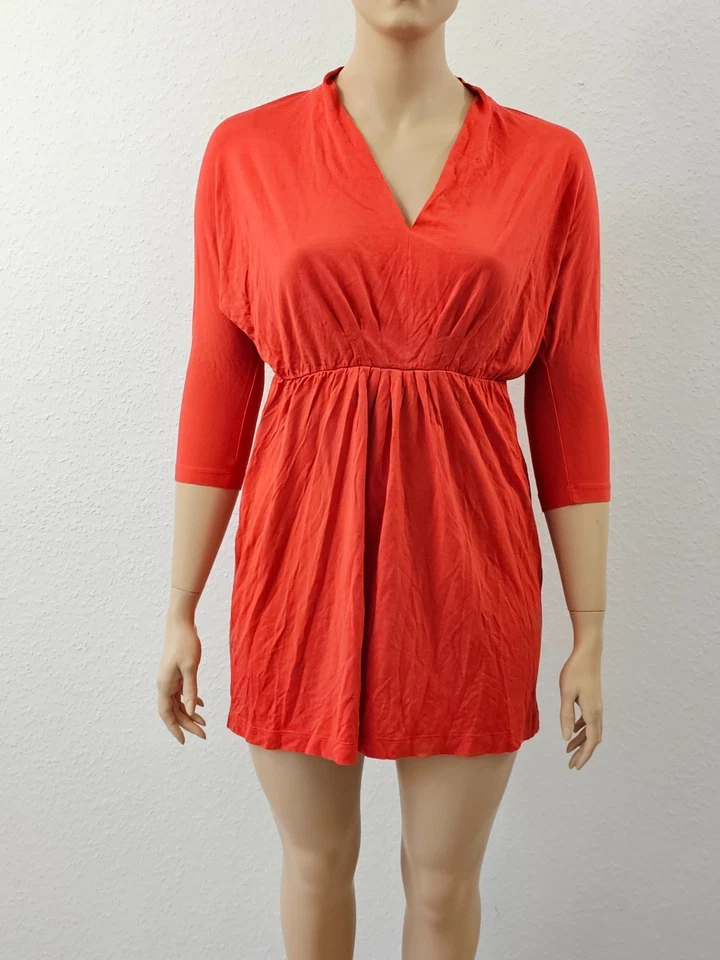 44 Jerseykleid rot BIBA tailliert lässig kurz elegant romantisch hellrot - Bild 2 von 4