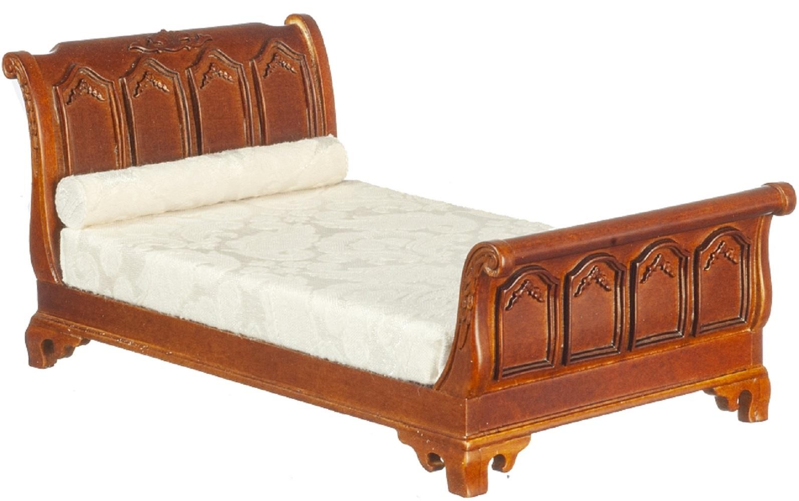 Dolls House American 19th C Empire Sleigh Bed Walnut JBM Miniature Furniture
