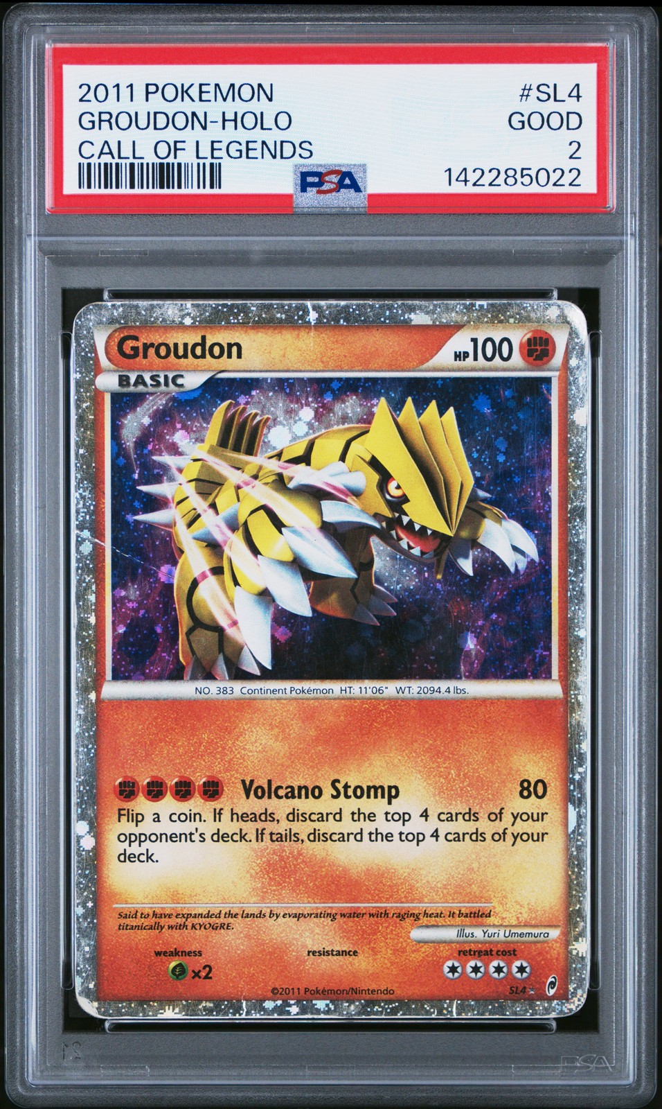 PSA 2 Groudon SL4 2011 Call of Legends Shiny Holo Rare Pokemon Card