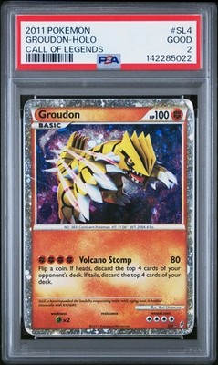 shiny groudon pokemon card PSA 2 Groudon SL4 2011 Call of Legends Shiny Holo Rare Pokemon Card