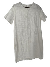 GAP Eyelet Shift Dress White Back zip Midi Cottagecore minimalist cotton 6