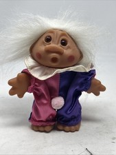 1986 DAM Vintage Troll Doll White Hair w/ Clown Outfit 4.5 . Read