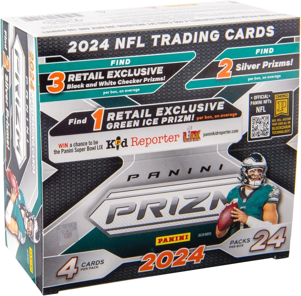 Tarjetas coleccionables de fútbol americano Panini Prizm NFL 2024 caja minorista de 24 unidades