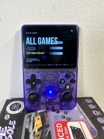 2 Lot R36S Handheld Game Console 640x480 Quad-Core ARM 1GB RAM Purple TF Card