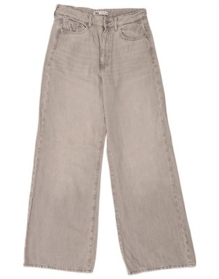 Zara Damen High Waist Wide Leg Jeans EU 38 Small W28 L31 Grau Baumwolle EC23