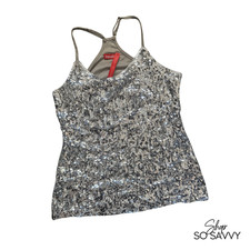 Sequin Racerback Tank Top Size L