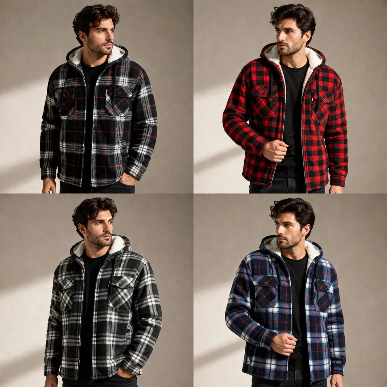 Mens Padded Hooded Sherpa Fur Lined Lumberjack Flannel Work Jacket Warm Thick UK
Opens in a new wind