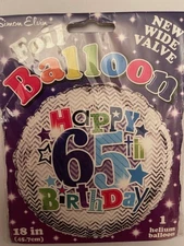 65th BIRTHDAY HELIUM FOIL BALLOON