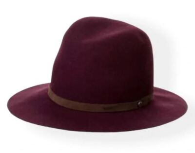 RAG & BONE NEW FLOPPY BRIM WOOL FELTED FEDORA HAT MAROON SZ 