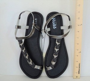 MUDD Sandals Black Silver Braid Flip Flops Size Med 7-8 Flats - FLASH SALE | eBay