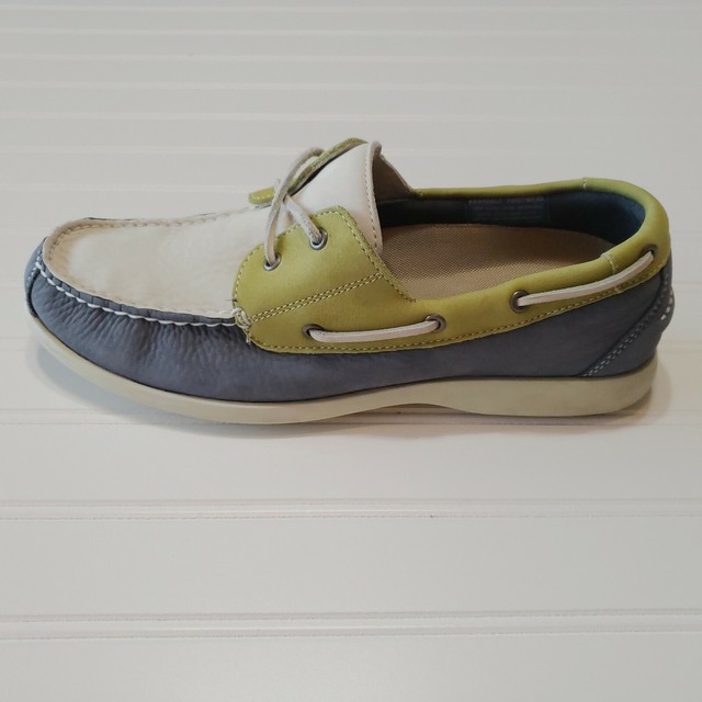 Rockport Mens 10.5M Washable Leather Boat Shoes Color Block Blue Green White EUC eBay