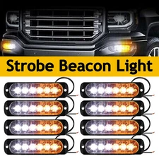 6 LED Emergency Strobe Lights Amber White Warning Flashing Beacon Light Bar LOT