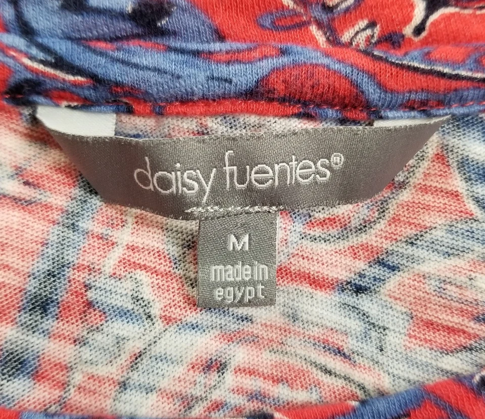 Женская футболка daisy fuentes средний размер M цветочный узор пейсли короткий рукав эластичная тонкая - Изображение 4 из 4