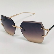 OVERSIZED Big " RIMLESS" Gradient Lens Women Sunglasses SHADZ GAFAS FASHION