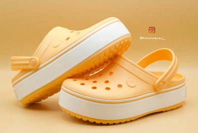 orange platform crocs