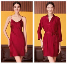 Women's 100 Silk Pajamas Set Ladies Kimono Bath Robe Nightgown Sleepwear A9960