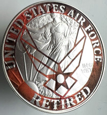 Fuerza Aérea Retirada - Edición Limitada. Moneda de plata American Silver Eagle de 1 oz .999 de la USAF