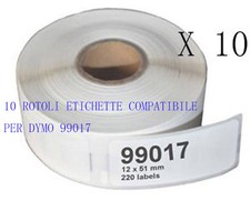 10 ROTOLI Etichette compatibile per DYMO 99017  50mmX12mm LABELWRITER 400 450