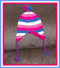 GIRLS KNIT POM POM HAT  SZ 7-14