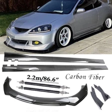 Carbon Fiber Front Bumper Lip Spoiler 86.6" Side Skirt Kit For Acura RSX DC5