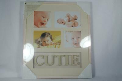 'Cutie' Baby Frame By Nexxt-Collage Holds 4 Pictures Yellow Stripe #FC03BA NEW