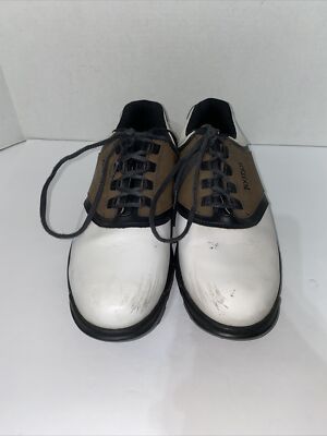 Footjoy Greenjoys 45516 White Brown Saddle Oxford Golf Shoes 