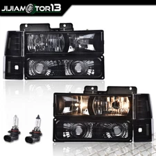 FIT FOR 1994-2000 GMC C10 C/K SUBURBAN BLACK HEADLIGHT BUMPER AMBER CORNER LAMP