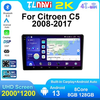 8GB RAM For Citroen C5 08-2017 Android 13 Car Radio w/ GPS Navi DSP RDS Carplay